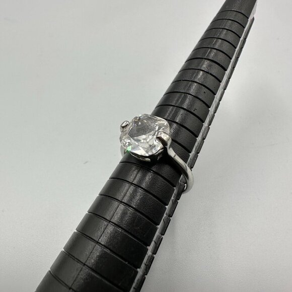 3/$30 Cushion Cut Solitaire Ring Size 6.5 Silver Tone Statement Clear Stone - Picture 5 of 9